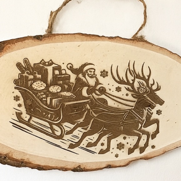 2/$50 Rustic Santa Reindeer Sleigh Wall Hanging Small - Picture 2 of 5